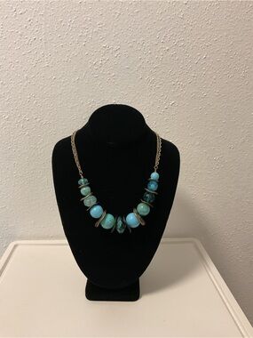 Gold Chain Turquoise Bead Statement Necklace - Women's Jewelry
